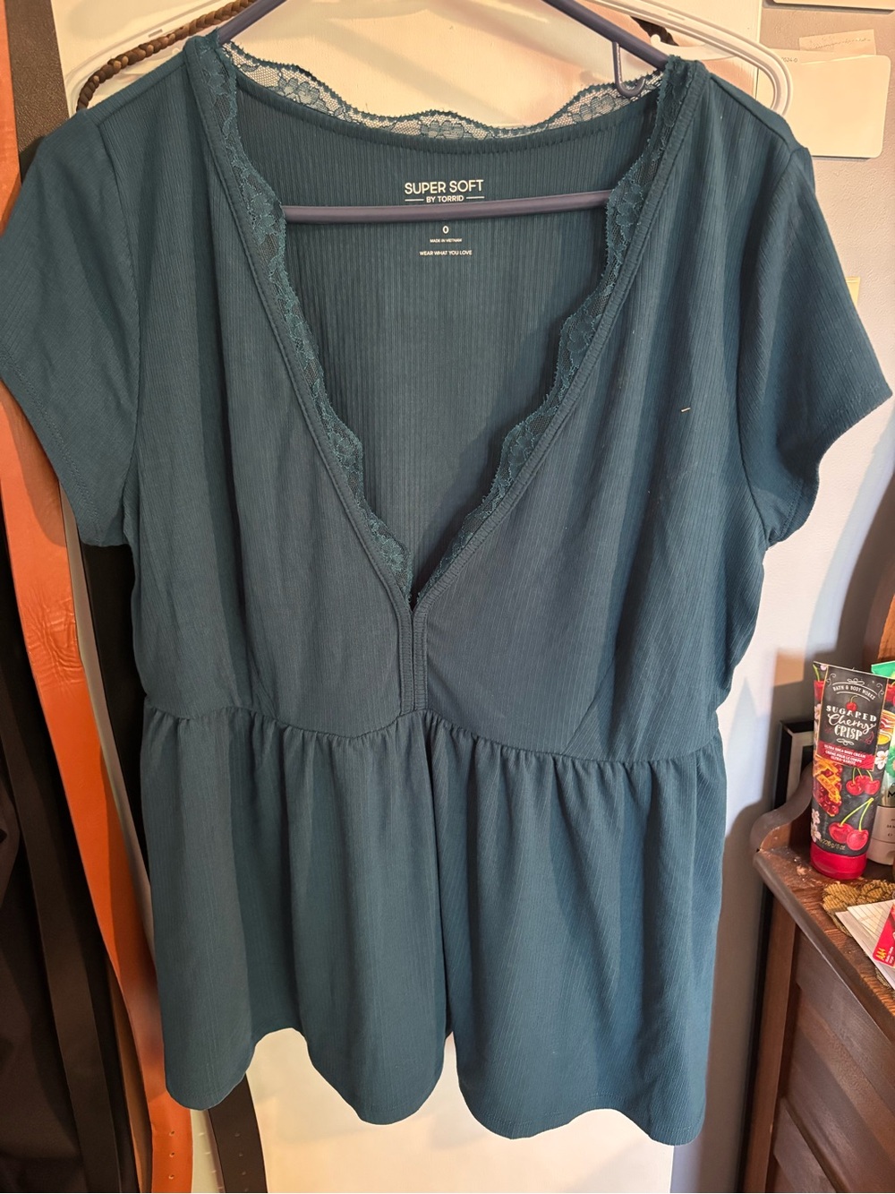 torrid Teal Lace-Trim Peplum Top